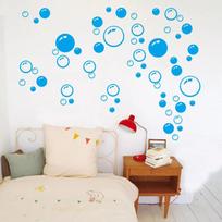 DIY Wall Art Kids Bathroom Washroom Shower Tile Removable Decor Home Decal Mural Decorative Stickers Sticker Bubbles 45x20CM mėlyna