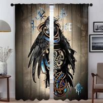 Vikings Odins Ravens Muninn Elegant Room Curtains 2 Pieces Window Curtain Shades Curtains for Bedroom Halloween Decoration Child W50xH70cmx2pcs-CL
