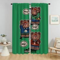 Bear Kitchen Curtains for Living Room Curtain Shades Home Interior Curtains 2 Pieces Partition Halloween Decoration Blackout W50xH70cmx2pcs-CL