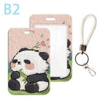 Anime Cute Panda Card Set Lanyard For Keys Mobile Phone Hang Rope Keycord Id Card Badge Holder Keychain Diy Lanyards Gift as the picture