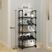 Assembled Shoe Rack Simple Diy 2 Rows Multi-Layer Shoes Organizers Metal Removable Entryway Sneakers and Boots Organizer Shelf gray