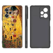 Gustav Klimt Kiss Art Black Silicone Phone Case For Xiaomi Redmi Note 9 10 11 11S 11T 12 13 Pro 5G Plus 9S 10S 12S Redmi Note 12 Pro 5G yellow