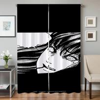 Home Interior Kitchen Curtains for Living Room 2 Pieces Blackout Curtains Door Curtain Junji Ito Bedroom Decoration Partition W50xH70cmx2pcs-CL