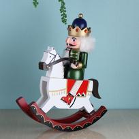 1pcs 30cm Handmade Rocking Horse Soldier Nutcracker Puppet King Movable Doll, Hand-Painted Children Gift