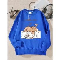 The Cat That Always Wants To Sleep Pattern Printed Hooded Simple Warm Autumn Sweatshirt Street Casual Pullovers & Long Sleeves Men’s S mėlyna