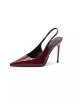 Juodi moteriški vienos juostelės stiletos: Prancūziško stiliaus, uždaru priekiu, Pavasario kolekcija customizable, patent leather, 8CM, 36 vyno raudonos spalvos