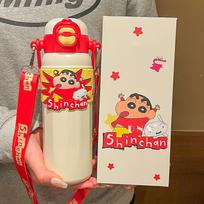 Crayon New Children's Thermos Cup Food Grade Primary School Sippy Water Cup Kindergarten Kettle Birthday Gift 580ml red