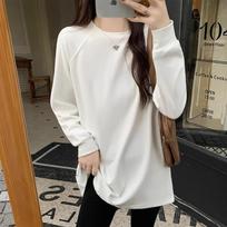 White German velvet thickened bottoming shirt for women in autumn and winter new loose belly slimming long-sleeved sweatshirt layered T-shirt top S