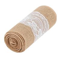 DIY Lace Burlap Ribbon Hessian Jute Belt Strap Wedding Cloth Decoration 2.7m beige