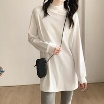 Mid-length German velvet half turtleneck bottoming shirt for women 2024 new autumn and winter long-sleeved white body-hugging inner top S