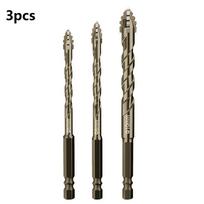 3pcs Eccentric Drill Drilling Glass Tile Punching Triangle Drill Bit Four-Flute Serrated Drill 6/8/10 Mm Punching Power Tools