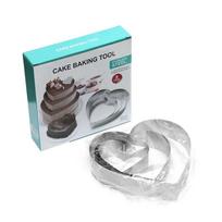 3Pcs/set Love/Round/Flower Mousse Ring Mould Stainless Steel Fondant Pastry Cake Biscuit Decorating Baking Tool Kitchen Bakeware