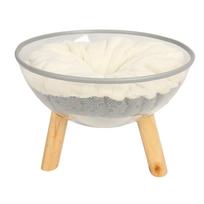 Clear Capsule Cat Bed Stable Safe Durable Stylish Wood Elevated Transparent Cat Bed with Cushion