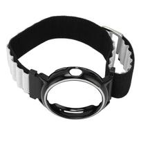 Stretch Nylon Woven Loop Watch Band Strap with Plastic Protective Bumper Case Fit for Google Pixel juoda/balta