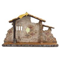 Nativity Scene Fine Vivid Details Christmas Manger Shed Statue for Holiday Desktop Decoration Gifts beige