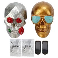 Car Skull Freshener Car Air Outlet Resin Skull Rose Aroma Diffuser Freshener Ornament Halloween Car brown