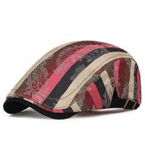 Beret Cap Men Women Retro Plaid Flat Cap Adjusted Artist Painter Beret Hat Male Female Autumn Winter Hats for Men Berets one size rožinė raudona spalva