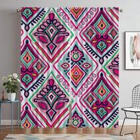 Bohemian Blackout Curtains for Living Room Anti-mosquito Curtains 2 Pieces Partition Window Curtain Shades Tulle for Bedroom W50xH70cmx2pcs-CL
