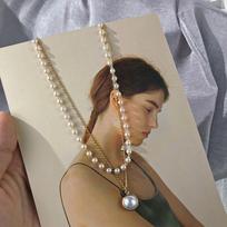 2020 Double Layer Chain Gold Silver Fashion Choker Cute Romantic Women Pearl Pendant Necklace Girl Jewelry Collar ARI auksas