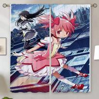Puella Magi Madoka Magica Blind Curtain Anti-mosquito Curtains for Living Room Kitchen Curtains Salon 2 Pieces Christmas Blinds W50xH70cmx2pcs-CL
