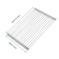 Roll-up Dish Drying Rack, Foldable Roll-up Dish Draining Rack Over Sink, Drying Rack, Stainless Steel Sink Rack ARI 45x28 white