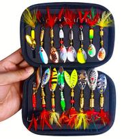 16 vnt./rinkinys Metalinis šaukštelis suktukas Žvejybos masalas, Vobleriai Šaukštinis masalas, Dirbtinis žvejybos masalas lydekai 16pcs