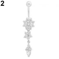 Sexy Women Flower Rhinestone Dangle Bar Barbell Belly Button Ring Body Piercing ARI sidabras