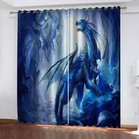 3D Anime Monster Dragon Blackout Curtains 2 Panels Room Darkening Grommet Curtain Drapes, Window Curtains For Living Room W70xH160cmx2&Grommet Top