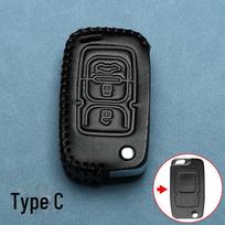 Leather Key Cover for Geely King Kong, Vision X6, Emgrand, GSGL, Panda, Icon, and Binrui Cars Type C [Single key cover + anti-lost number plate]