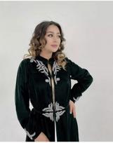 Islamiška suknelė kaftanas abaja Dubajus marokietiška rankų darbo suknelė stilinga farasha ilga XS žalia