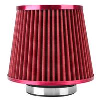 76MM 3 Inch High Flow Cold Air Intake Filter Universal Induction Kit Car Accessories Vehicles Air Filters Sport Power Mesh Cone raudona
