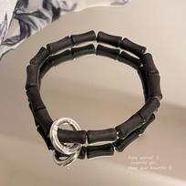 Elegantiška moteriška perlo, obsidiano ir krištolo apyrankė - Kinų senovės stiliaus black