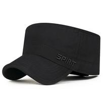 Spring Autumn Four Seasons Embroidered Flat Cap for Men Youth Adjustable Big Head Cap juoda