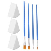 Body Painting Brushes Set Smoothing Handle Acrylic Oil Watercolor Drawing Supplies with Sponges white