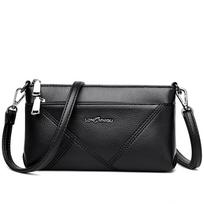 Women's leather shoulder bag with multiple pockets high-capacity daily bag messenger bag feminine crossbody shoulder bag gray