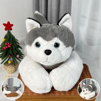 Juokingas haskio pliušinis žaislas Didelė Erha lėlė Miego pagalvė 1 metras Sofa pagalvė Lėlė 55cm gray