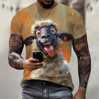 Funny T Shirt 3D Goats Print Men Street Trend Hip Hop Clothing Casual O-Neck Short Sleeve T-Shirt Fashion Loose Summer Tops S