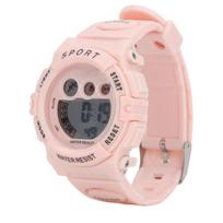 Pink Digital Kids Watch 7 Colors LED 30m Waterproof Sports Outdoor Wristwatch for Girls Boys Ages white