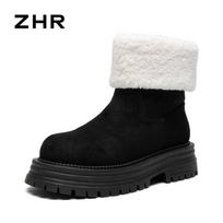 ZHR Zeze Women's Long Tube Velvet Snow Boots, Warm Dual-Style Cotton Shoes, 2024 Winter Fashion, Non-Slip Design. 40 white