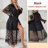 Sexy Ice Silk Nightgown Erotic Underwear Pajamas Women's Bathrobe S