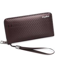 Men's Long Multi-Card Kevlar Carbon Fiber Wallet Clutch tamsiai ruda spalva