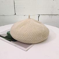 Women's Beret Autumn Korean Version Spring Summer Thin Pumpkin Hat Japanese Style Hollowed Out Beret one size smėlis