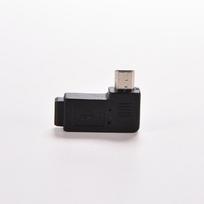 Juoda USB 2.0 Mini 5 kontaktų kištukinė 90 laipsnių kampo adapterio jungtis
