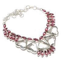 White Topaz, Kunzite Handmade 925 Sterling Silver Gift Jewelry Necklace 18  a5z93
