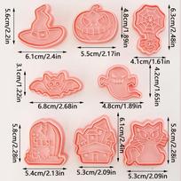 8 Halloween Cookie Cutter Embossing Halloween Cookie Shape Mould, Cookie Baking Birthday Party Supplies 8pcs pink
