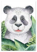 Plakat miś panda, panda zielone liście 21x29,7 cm A4