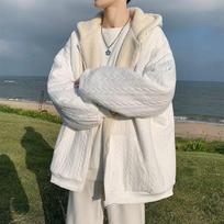 Men's Trendy Hong Kong Style Lambskin Cotton Hooded Jacket - Winter Wear, Loose Fit, Plus Velvet Thickened, All-Match Design. L balta