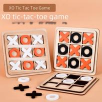 Wooden XO Tic-Tac-Toe 3-in-1 Educational Game Blocks for Kids 9 XO Pieces white