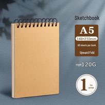 Yuanhao A5 darželio eskizų knygelė: Meno studento leidimas 60 Sheets per Book gray