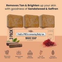 Sandalwood & Saffron Magic Soaps For Bath (300 Gms Pack Of 3) | Paraben Free | Chandan & Kesar Bath Soap | Men & Women